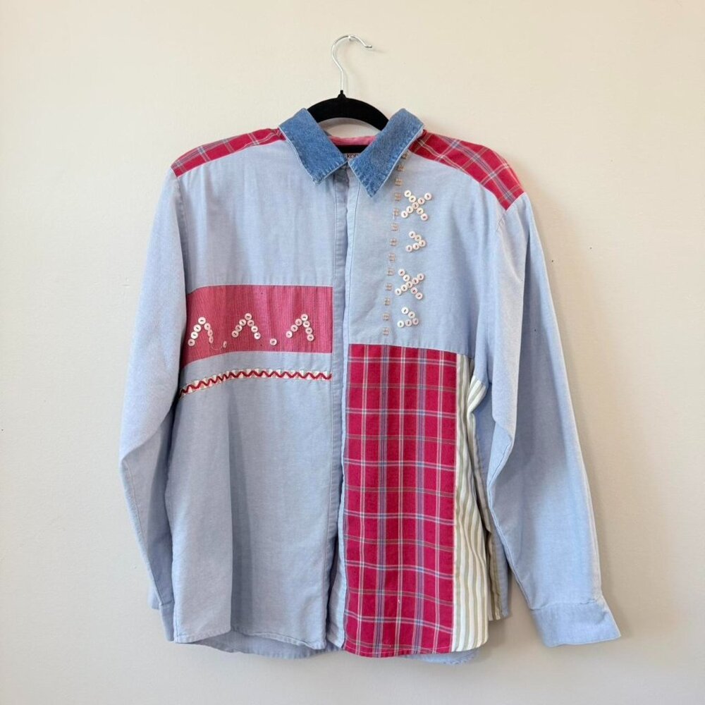 Vintage Unique Patchwork Denim Shirt